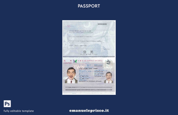 modello di passaporto taiwanese in stile verificato